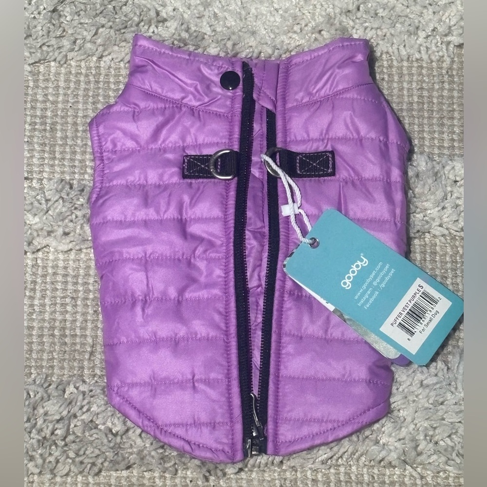 NWT Gooby Puffer Dog Vest with leash ring, Purple, Small - Picture 4 of 5